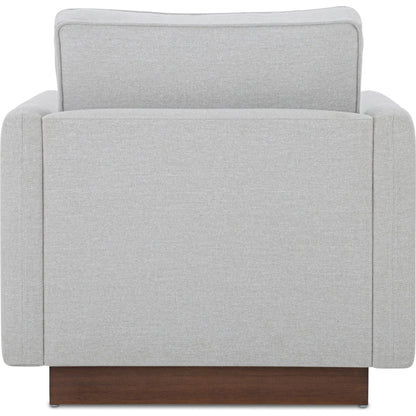 Vernon Accent Chair by Moe's Home Collection. Made from upholstery: 100% polyester, walnut tone veneer base, solid beech, plywood frame, foam, fiber seat in a unique style.