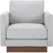 Vernon Accent Chair by Moe's Home Collection. Made from upholstery: 100% polyester, walnut tone veneer base, solid beech, plywood frame, foam, fiber seat in a unique style.
