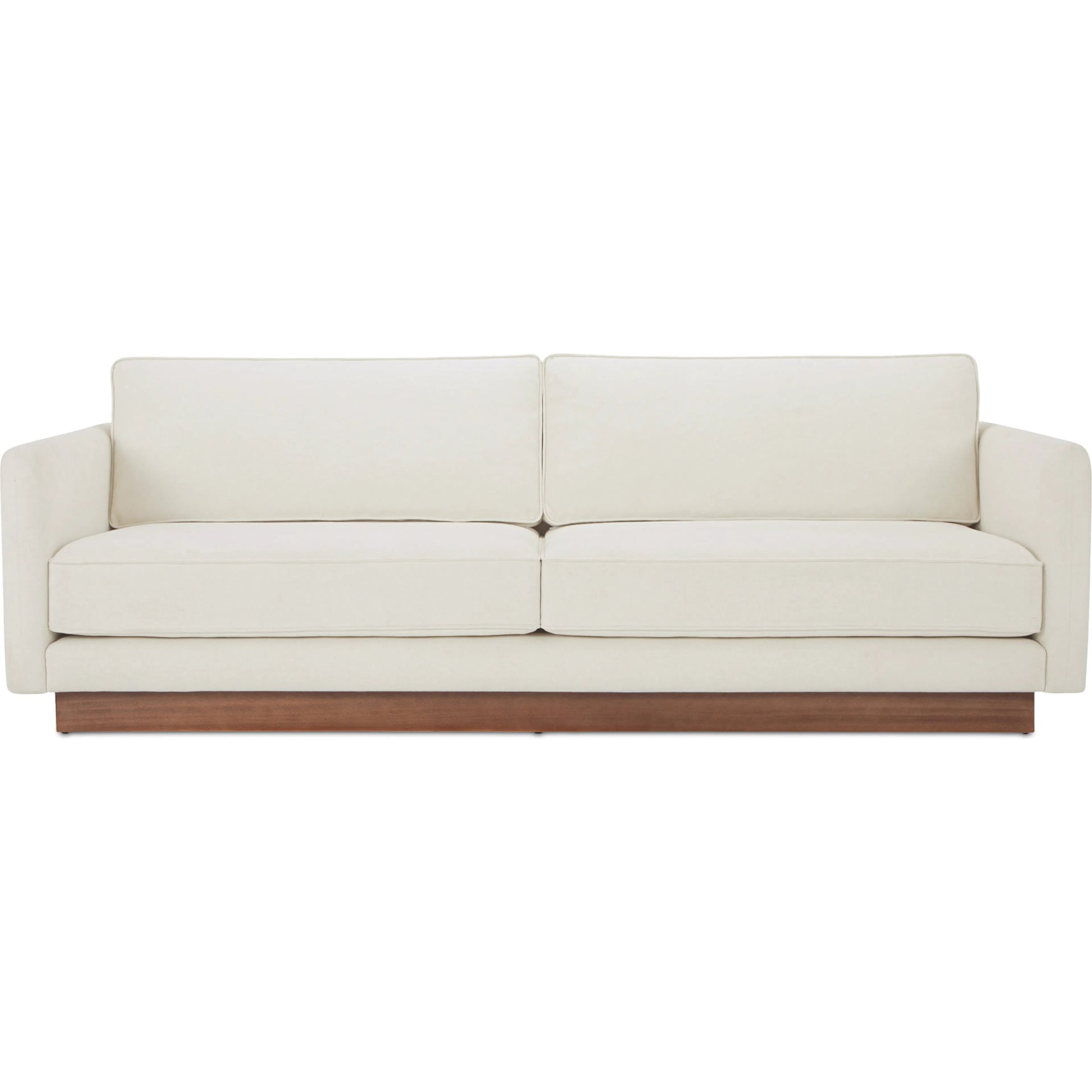 Vernon Sofa by Moe's Home Collection. Made from upholstery: 100% polyester, walnut tone veneer base, solid beech, plywood frame, foam, fiber seat in a unique style.