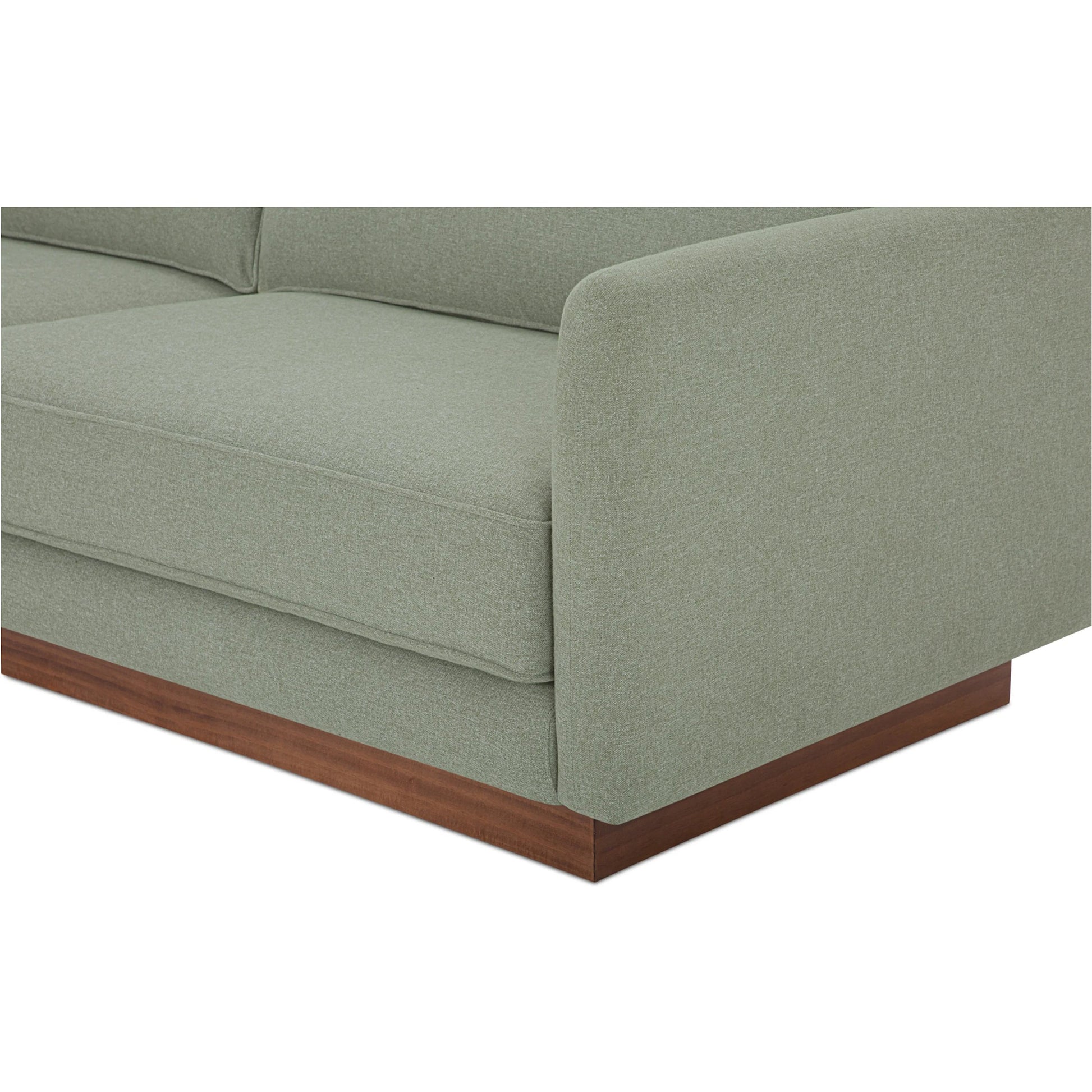 Vernon Sofa by Moe's Home Collection. Made from upholstery: 100% polyester, walnut tone veneer base, solid beech, plywood frame, foam, fiber seat in a unique style.