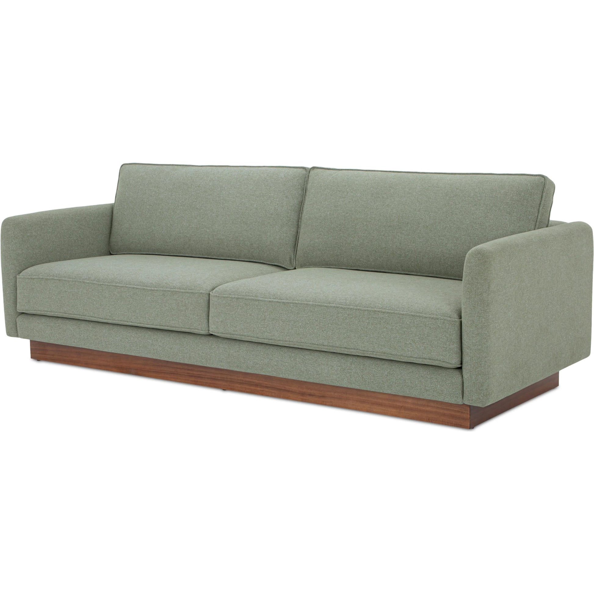 Vernon Sofa by Moe's Home Collection. Made from upholstery: 100% polyester, walnut tone veneer base, solid beech, plywood frame, foam, fiber seat in a unique style.