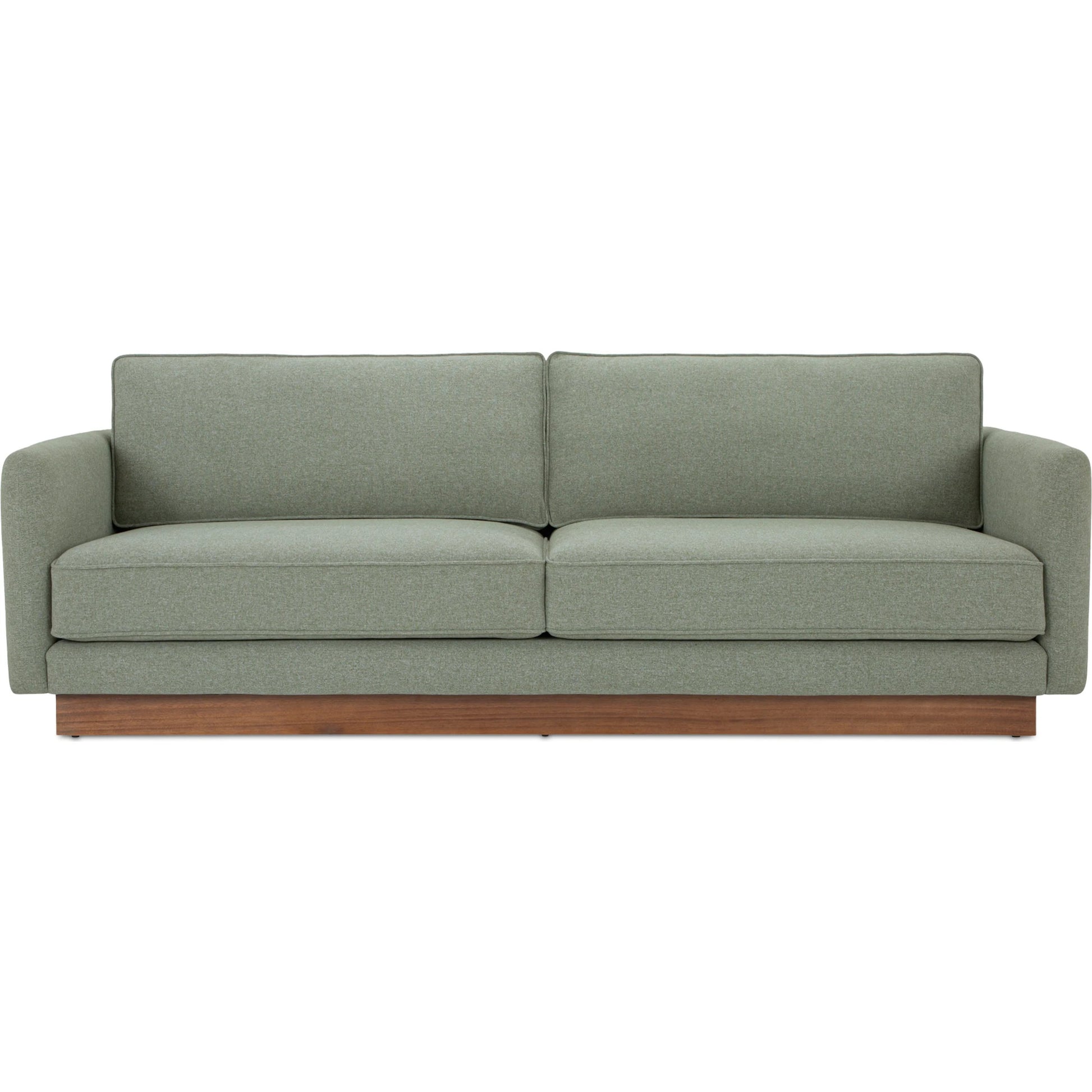 Vernon Sofa by Moe's Home Collection. Made from upholstery: 100% polyester, walnut tone veneer base, solid beech, plywood frame, foam, fiber seat in a unique style.