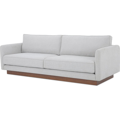 Vernon Sofa by Moe's Home Collection. Made from upholstery: 100% polyester, walnut tone veneer base, solid beech, plywood frame, foam, fiber seat in a unique style.