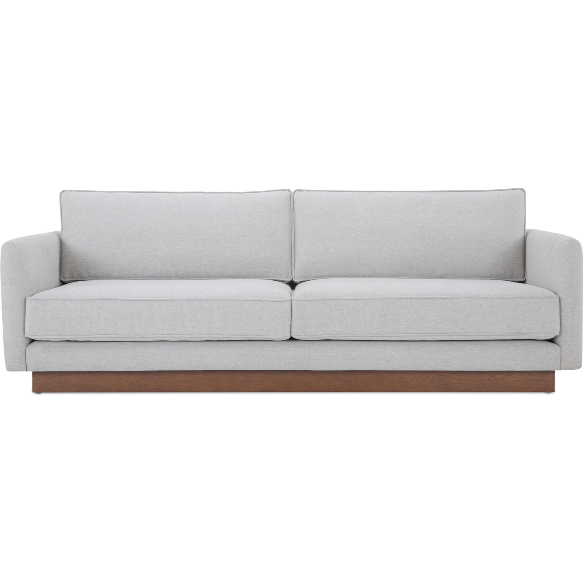 Vernon Sofa by Moe's Home Collection. Made from upholstery: 100% polyester, walnut tone veneer base, solid beech, plywood frame, foam, fiber seat in a unique style.