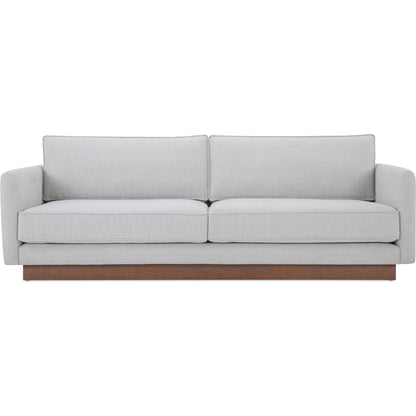 Vernon Sofa by Moe's Home Collection. Made from upholstery: 100% polyester, walnut tone veneer base, solid beech, plywood frame, foam, fiber seat in a unique style.