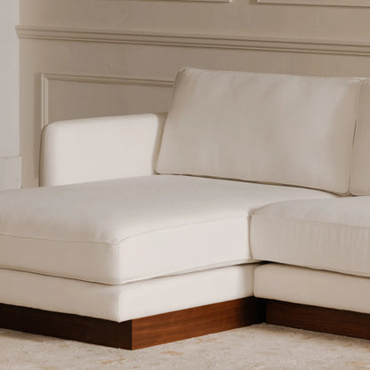 Vernon Sectional by Moe's Home Collection. Made from upholstery: 100% polyester, walnut tone veneer base, solid beech, plywood frame, foam, fiber seat in a unique style.