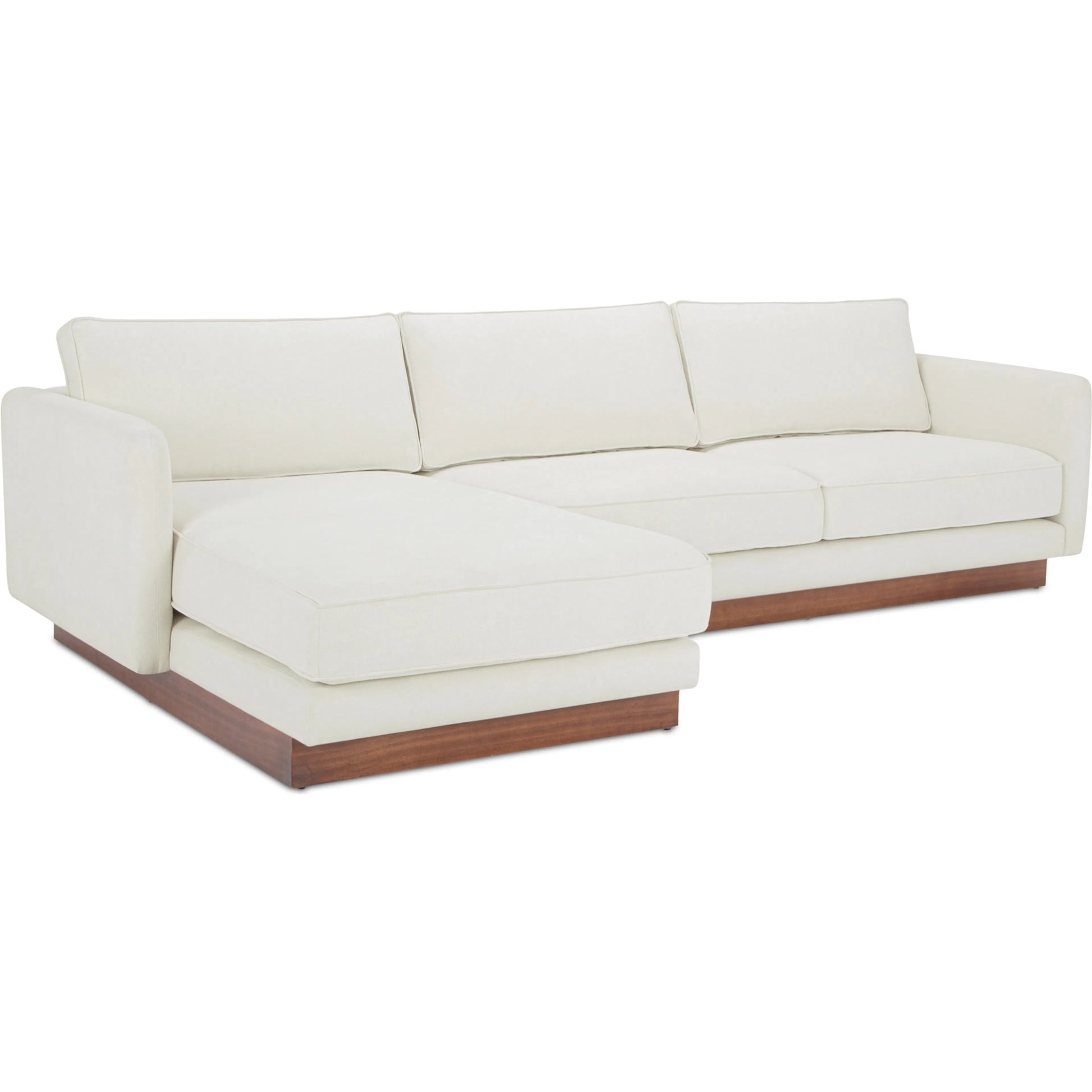 Vernon Sectional by Moe's Home Collection. Made from upholstery: 100% polyester, walnut tone veneer base, solid beech, plywood frame, foam, fiber seat in a unique style.