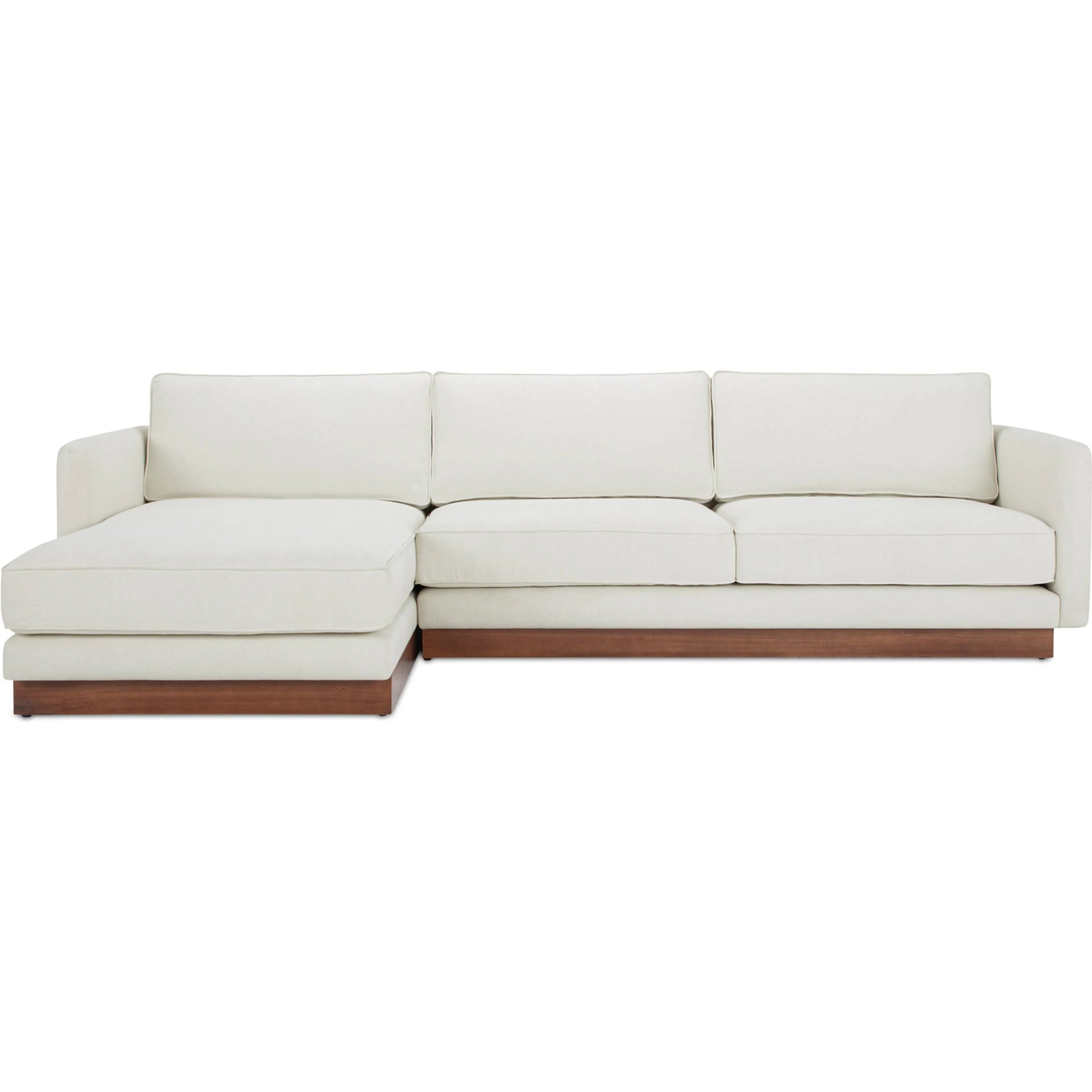 Vernon Sectional by Moe's Home Collection. Made from upholstery: 100% polyester, walnut tone veneer base, solid beech, plywood frame, foam, fiber seat in a unique style.