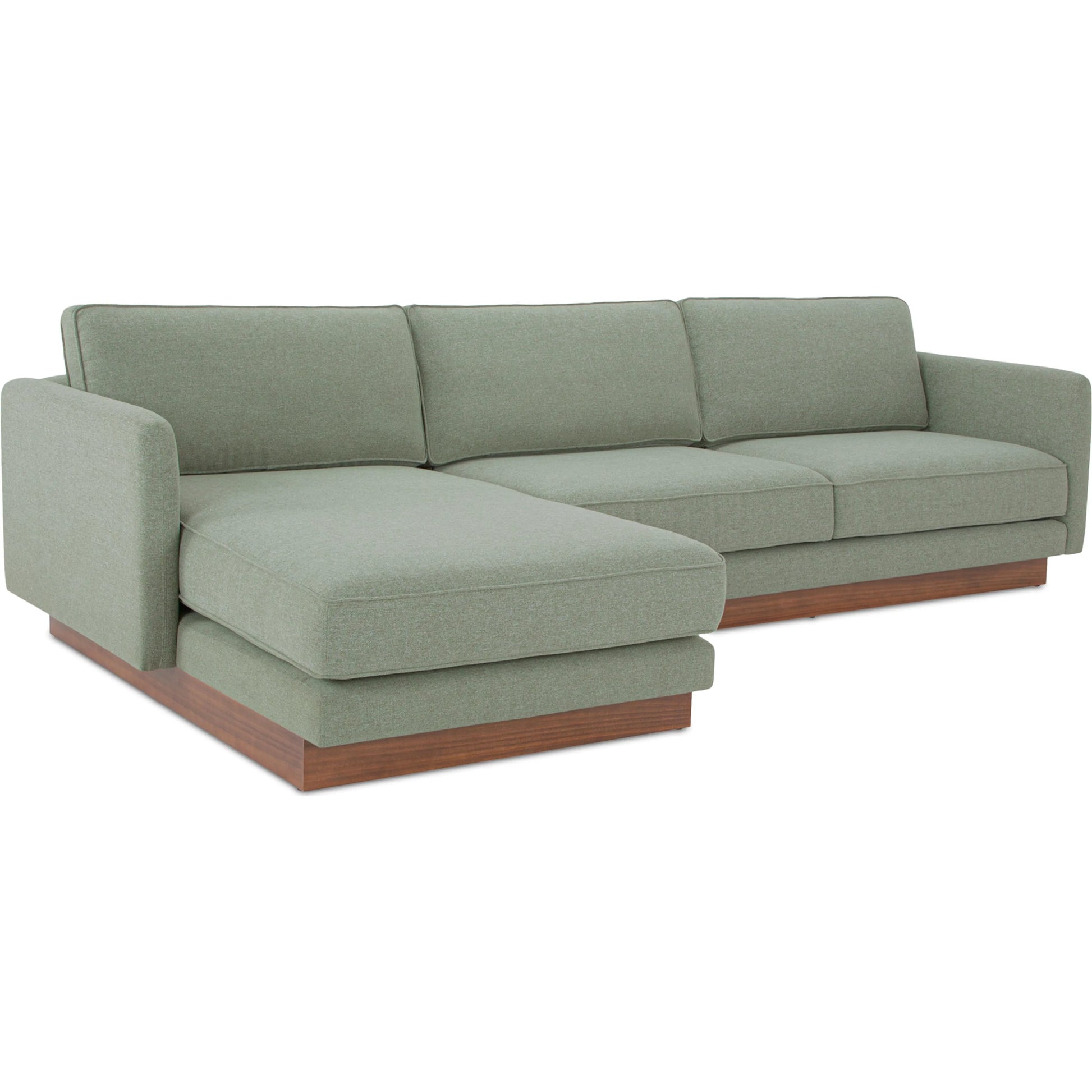 Vernon Sectional by Moe's Home Collection. Made from upholstery: 100% polyester, walnut tone veneer base, solid beech, plywood frame, foam, fiber seat in a unique style.