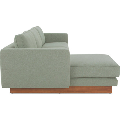 Vernon Sectional by Moe's Home Collection. Made from upholstery: 100% polyester, walnut tone veneer base, solid beech, plywood frame, foam, fiber seat in a unique style.