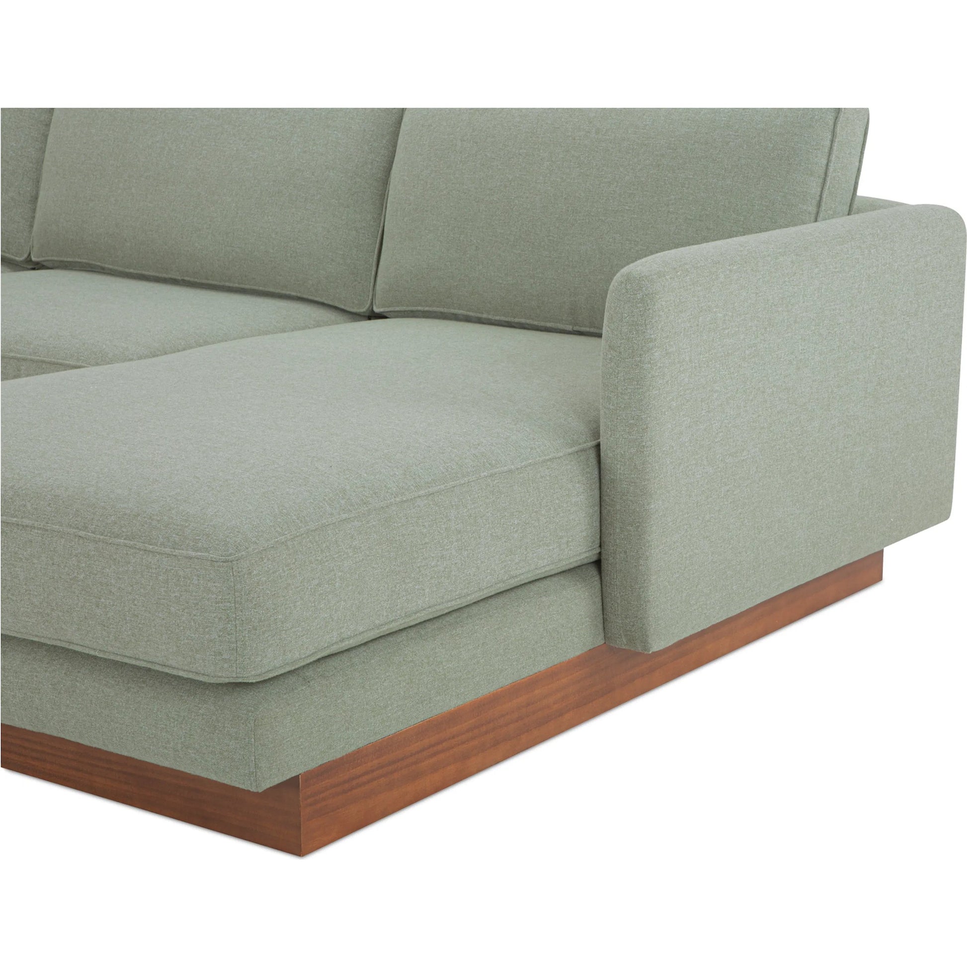 Vernon Sectional by Moe's Home Collection. Made from upholstery: 100% polyester, walnut tone veneer base, solid beech, plywood frame, foam, fiber seat in a unique style.
