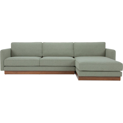 Vernon Sectional by Moe's Home Collection. Made from upholstery: 100% polyester, walnut tone veneer base, solid beech, plywood frame, foam, fiber seat in a unique style.