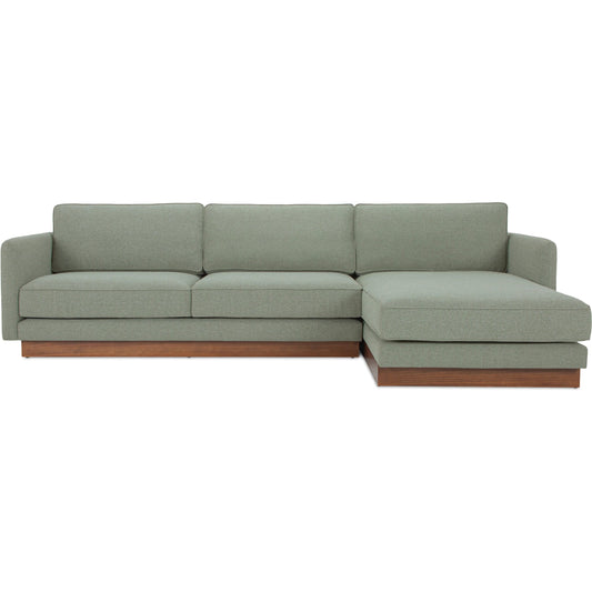 Vernon Sectional by Moe's Home Collection. Made from upholstery: 100% polyester, walnut tone veneer base, solid beech, plywood frame, foam, fiber seat in a unique style.