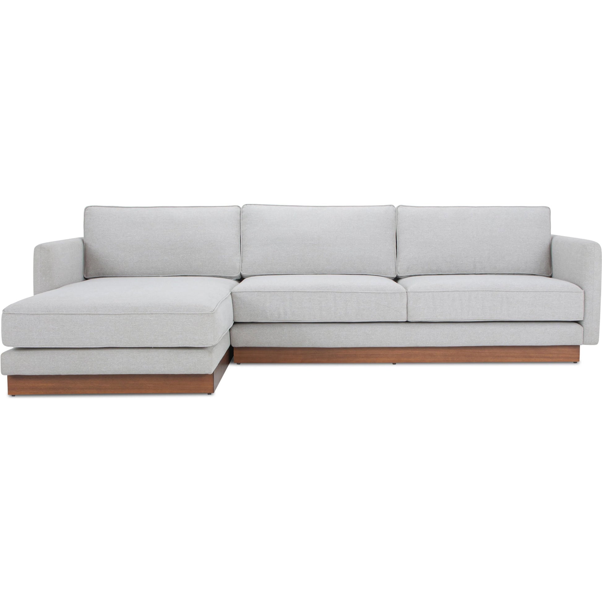 Vernon Sectional by Moe's Home Collection. Made from upholstery: 100% polyester, walnut tone veneer base, solid beech, plywood frame, foam, fiber seat in a unique style.