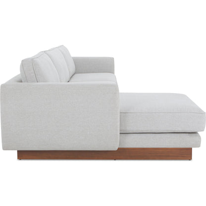 Vernon Sectional by Moe's Home Collection. Made from upholstery: 100% polyester, walnut tone veneer base, solid beech, plywood frame, foam, fiber seat in a unique style.