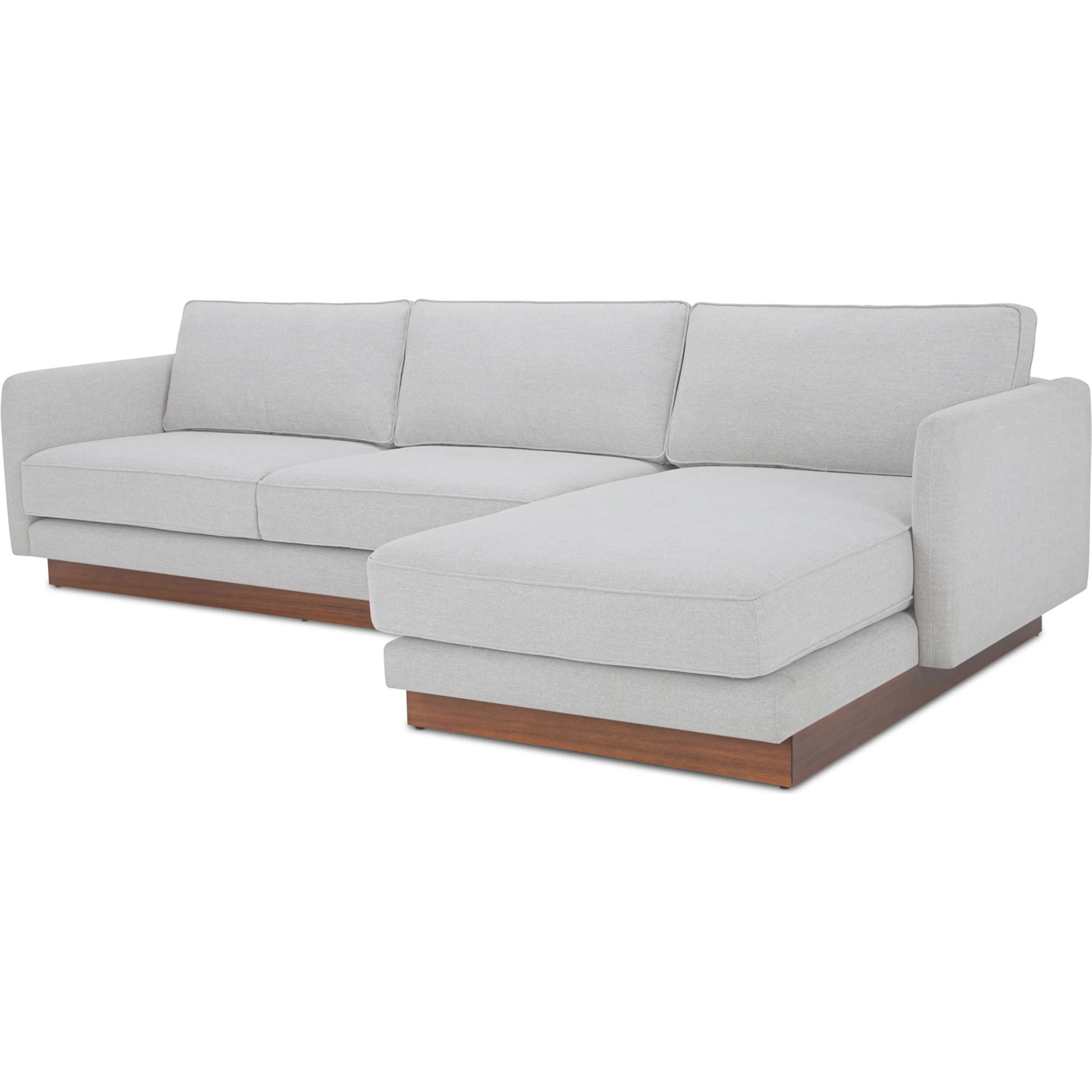 Vernon Sectional by Moe's Home Collection. Made from upholstery: 100% polyester, walnut tone veneer base, solid beech, plywood frame, foam, fiber seat in a unique style.