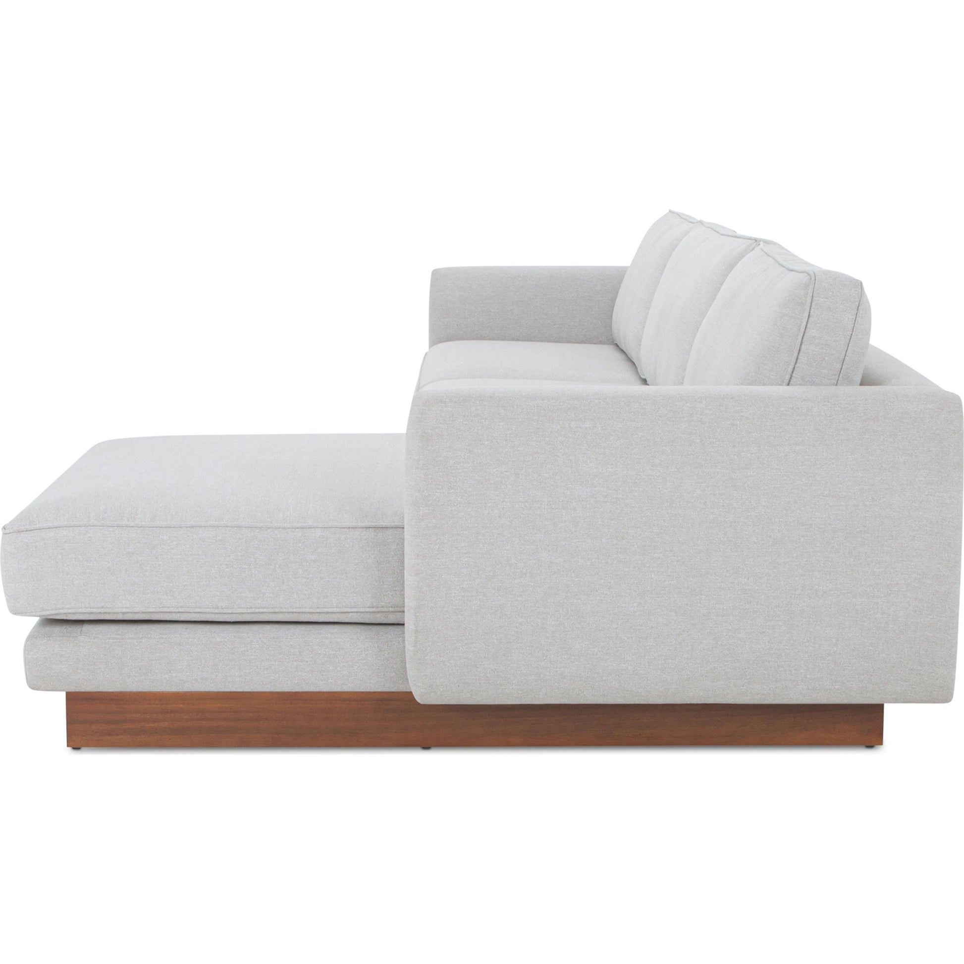 Vernon Sectional by Moe's Home Collection. Made from upholstery: 100% polyester, walnut tone veneer base, solid beech, plywood frame, foam, fiber seat in a unique style.