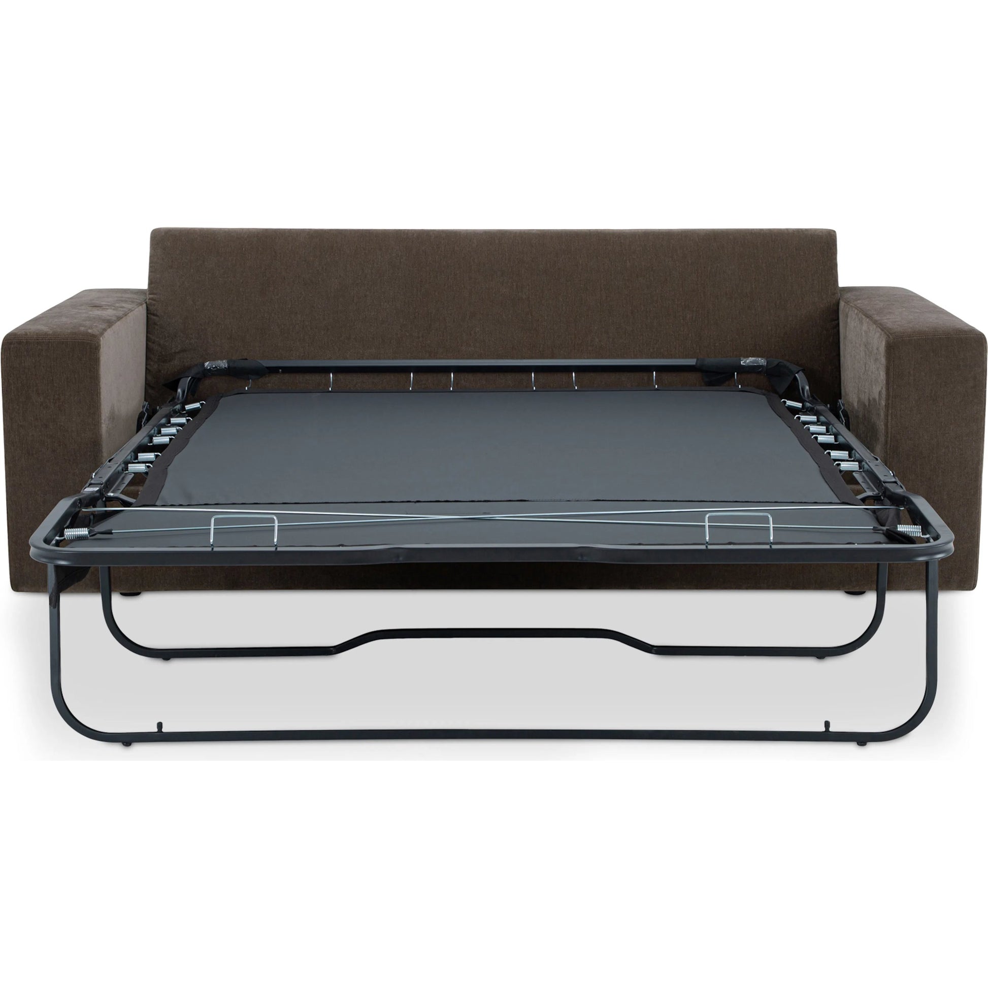 Kiran Sleeper Sofa by Moe's Home Collection in warm charcoal. Made from upholstery: 50% recycled polyester, 50% polyester, solid beech, plywood frame, foam, fiber seat, leggett, platt sleeper sofa mechanism in a transitio