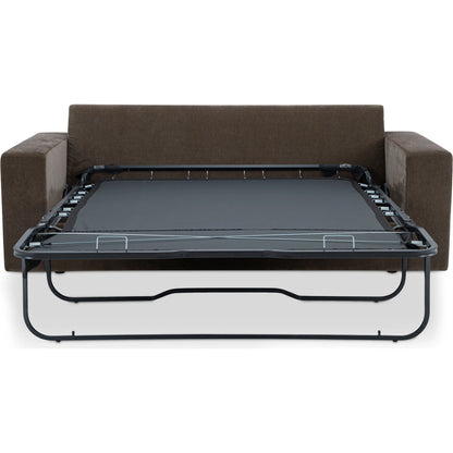 Kiran Sleeper Sofa by Moe's Home Collection in warm charcoal. Made from upholstery: 50% recycled polyester, 50% polyester, solid beech, plywood frame, foam, fiber seat, leggett, platt sleeper sofa mechanism in a transitio