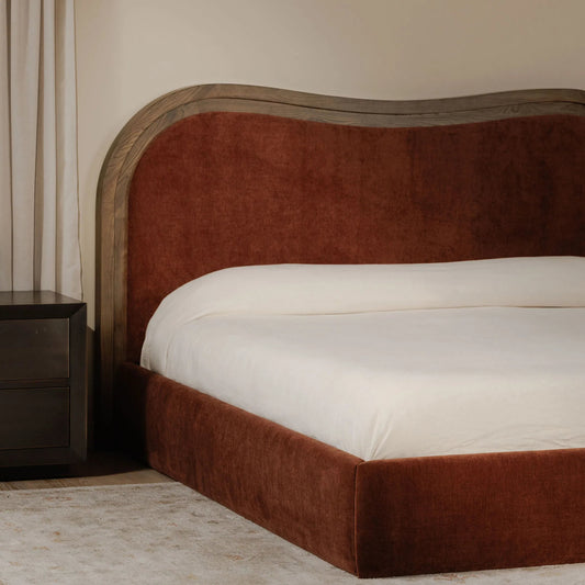 Camilla Bed by Moe's Home Collection in chestnut. Made from upholstery: 100% polyester, frame: ash, foam in a unique style.