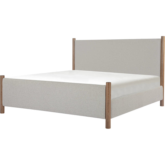 Warren Bed by Moe's Home Collection in beige. Made from 100% polyester, rubber wood stain walnut, plywood, foam in a unique style.