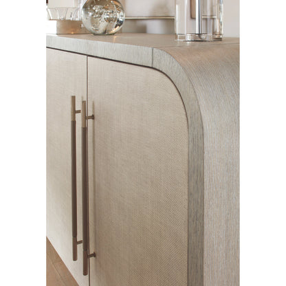 Modern Mood Buffet by Hooker Furniture. Made from oak veneers, raffia in a modern style.
