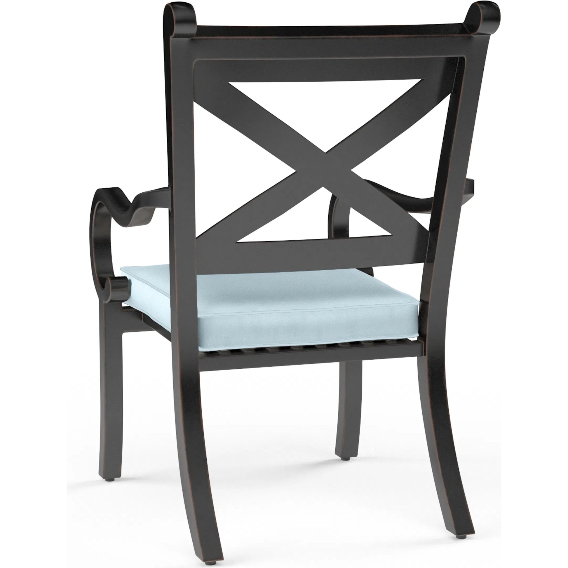 Monterey Outdoor Dining Chair by Sunset West in browns. Made from aluminum in a traditional style.