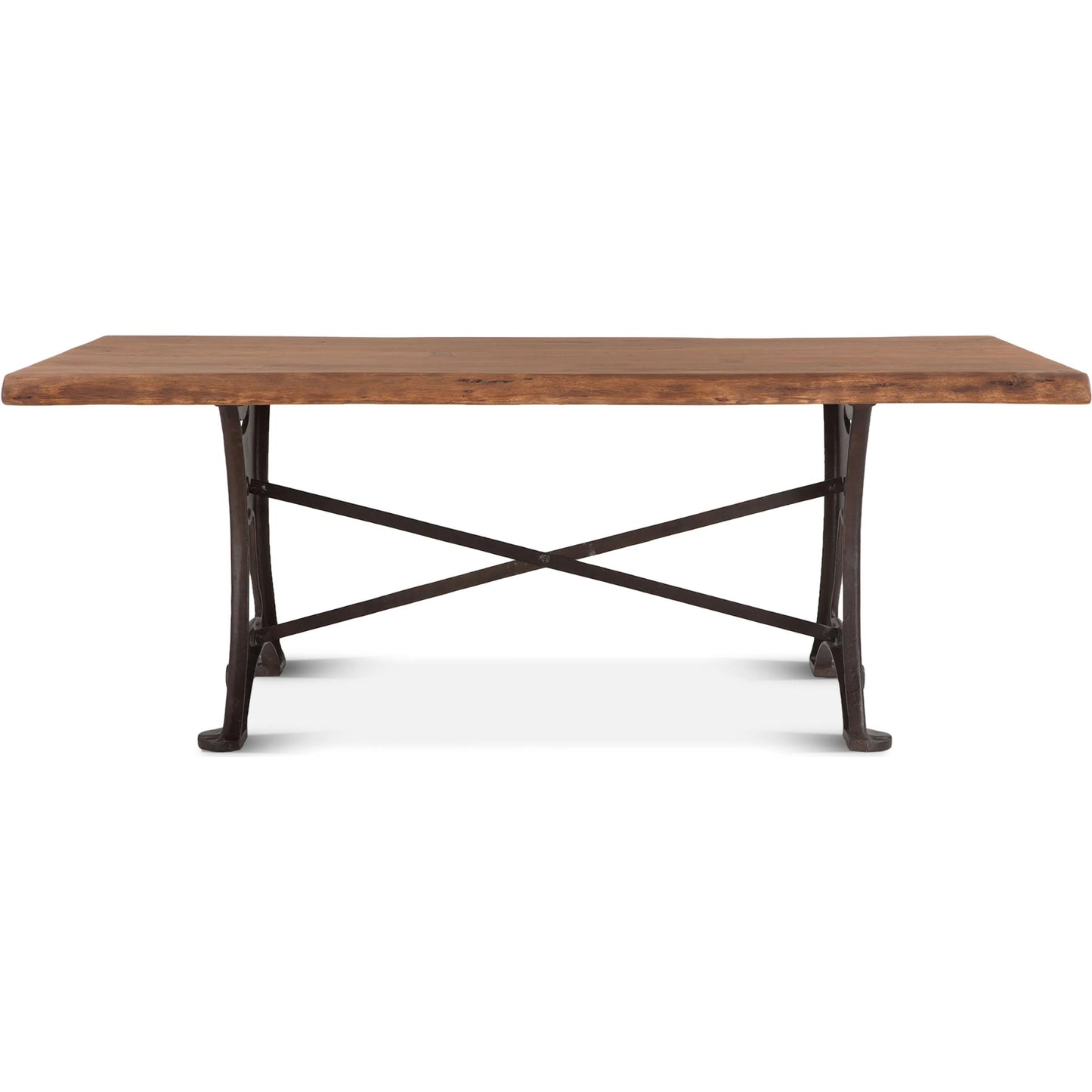 003 SR-876896 | Additional Silo | Blayne 106" Live-Edge Dining Table by World Interiors in brown and raw walnut, antique zinc. Made from acacia wood, cast iron in a modern style.