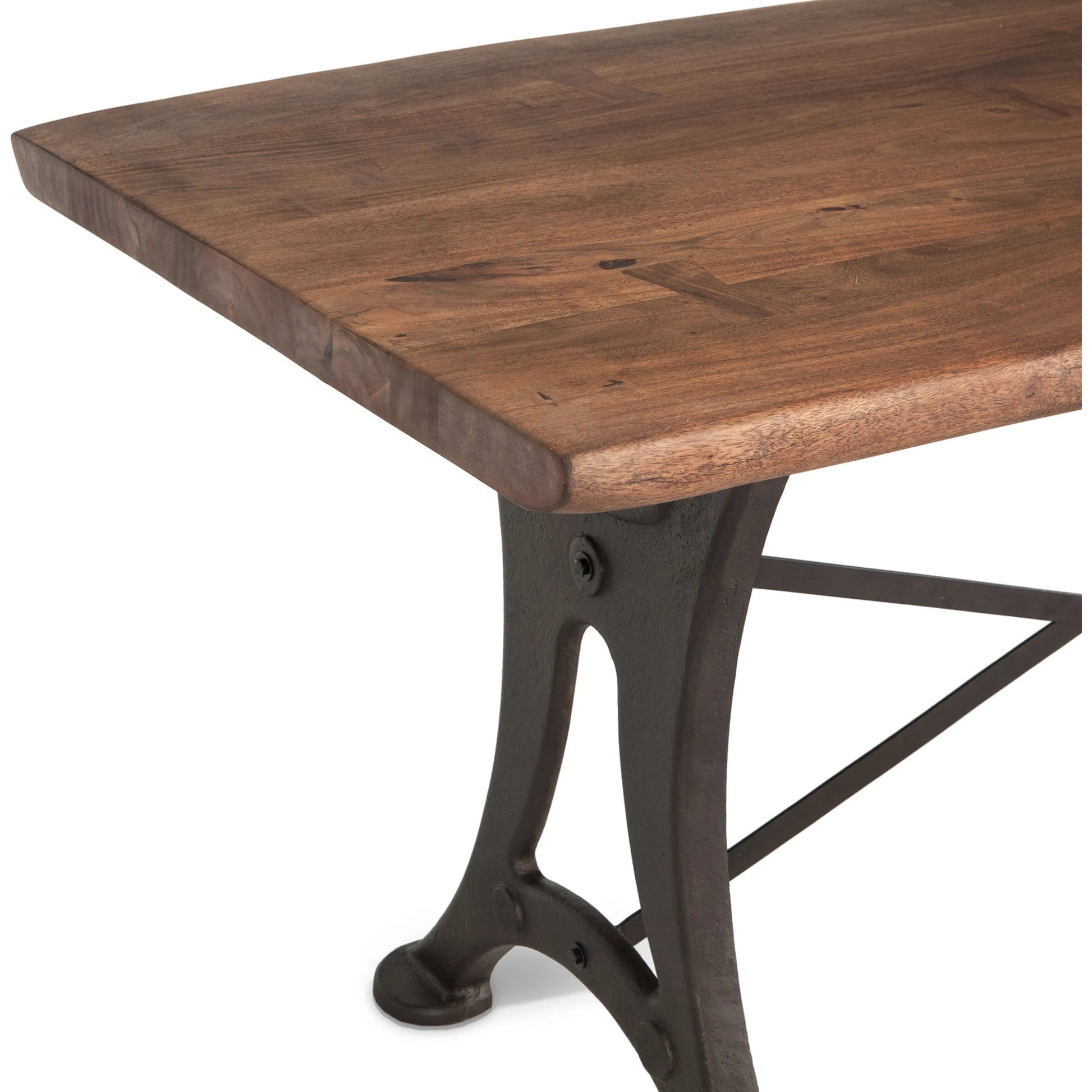 Blayne Gathering Table by World Interiors in brown and natural walnut, antique zinc. Made from acacia wood, cast iron in a modern style.