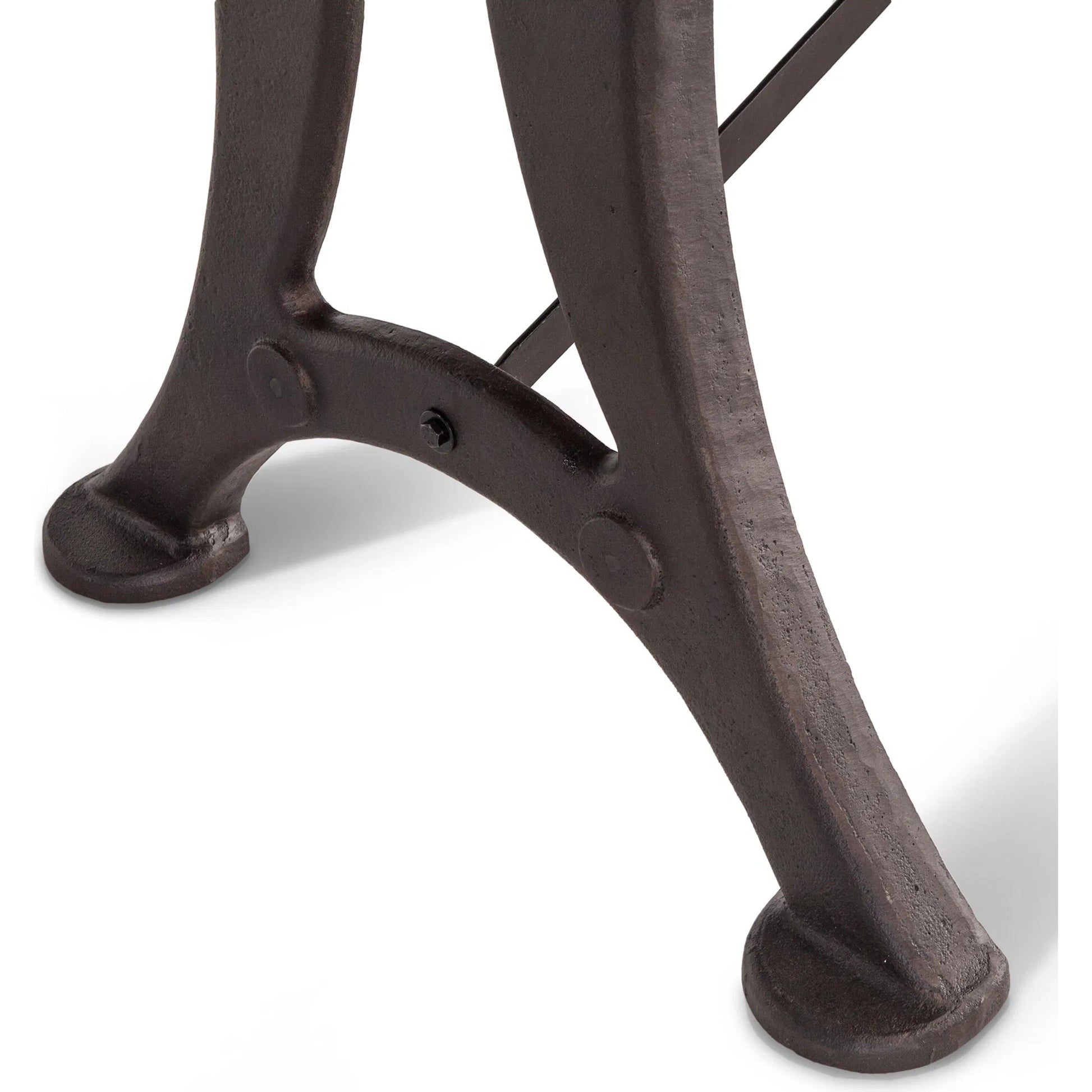 Blayne Gathering Table by World Interiors in brown and natural walnut, antique zinc. Made from acacia wood, cast iron in a modern style.