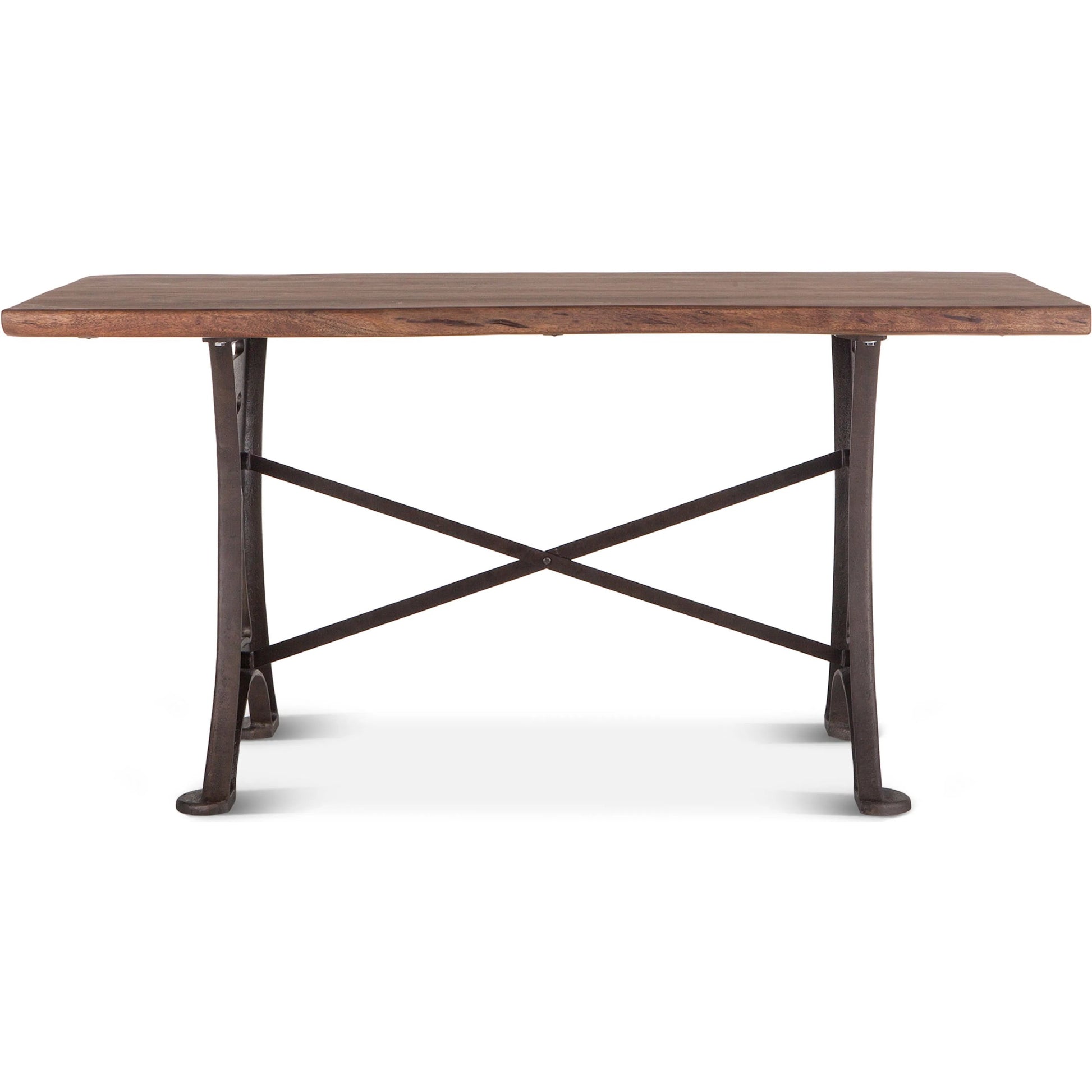 Blayne Gathering Table by World Interiors in brown and natural walnut, antique zinc. Made from acacia wood, cast iron in a modern style.