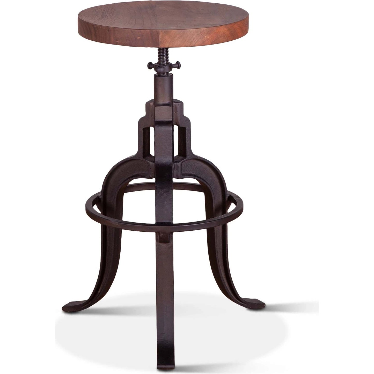 001 SI-2065515 | Primary Silo | Blayne Adjustable Height Stool by World Interiors in walnut, matte black and raw walnut, matte black. Made from acacia wood and iron in a modern style.
