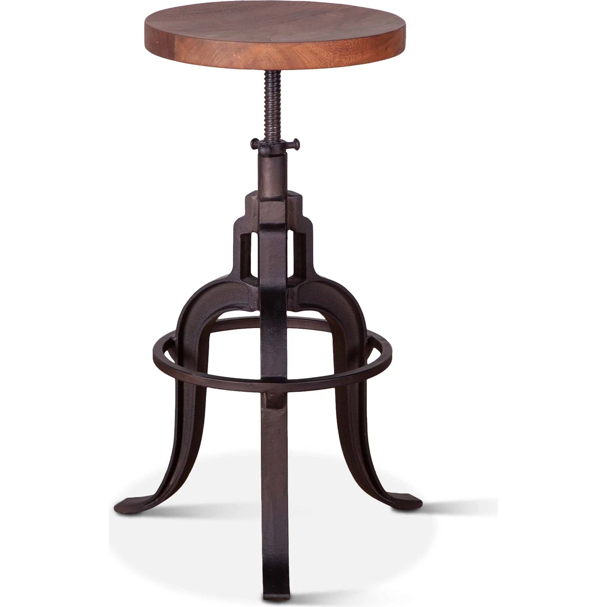 Blayne Adjustable Height Stool by World Interiors in walnut, matte black and raw walnut, matte black. Made from acacia wood and iron in a modern style.