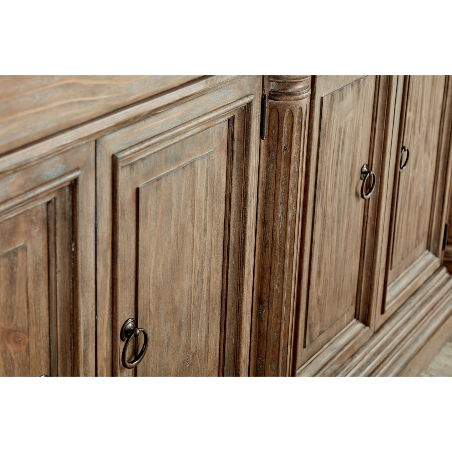 004 SI-2064895 | Closeup | Architrave Buffet by A.R.T. Furniture in almond. Made from pine solids and veneer, granite, metal in a traditional style.