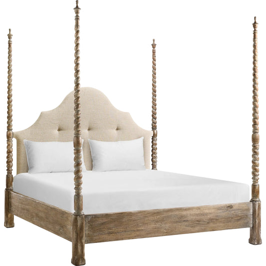Caldera Poster Bed by Jonathan Charles in light spain painted walnut. Made from main acacia in a unique style.