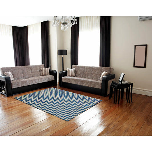 Brixton Chevron Rug - 3605F by Feizy in blue, ivory, gray. Made from polypropylene in a unique style.