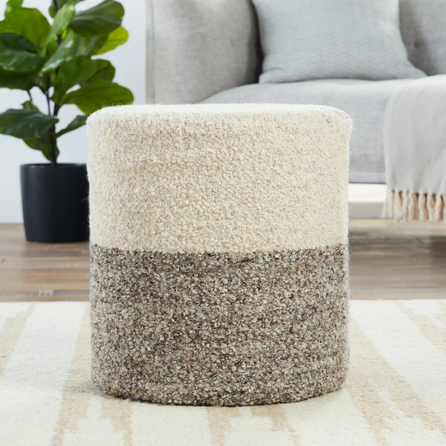 012 SI-2062278 | Lifestyle | Folke FOL01 Pouf by Jaipur Living. Made from 100% wool in a modern style.