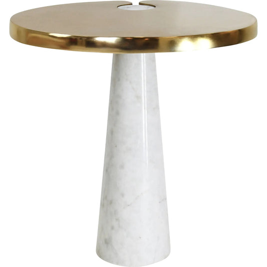 Fontaine Oval Side Table by Worlds Away. Made from brass, marble in a unique style.