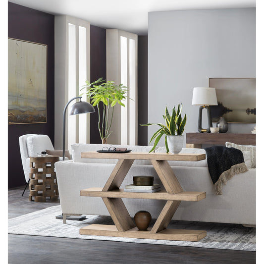 Commerce & Market Geo Lines Console by Hooker Furniture in light natural. Made from mindi solids in a modern style.