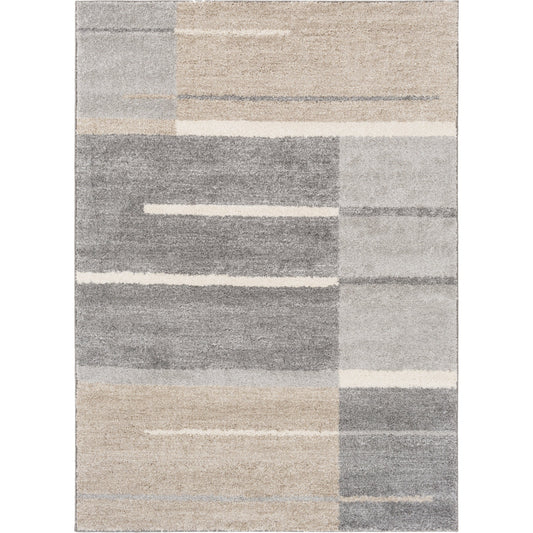 Fowler Rug by Livabliss in gray, taupe, light gray, off-white. Made from 100% polypropylene in a modern style.