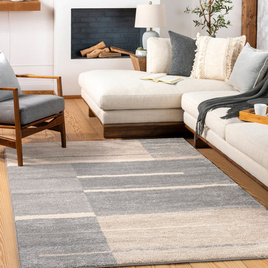 Fowler Rug by Livabliss in gray, taupe, light gray, off-white. Made from 100% polypropylene in a modern style.