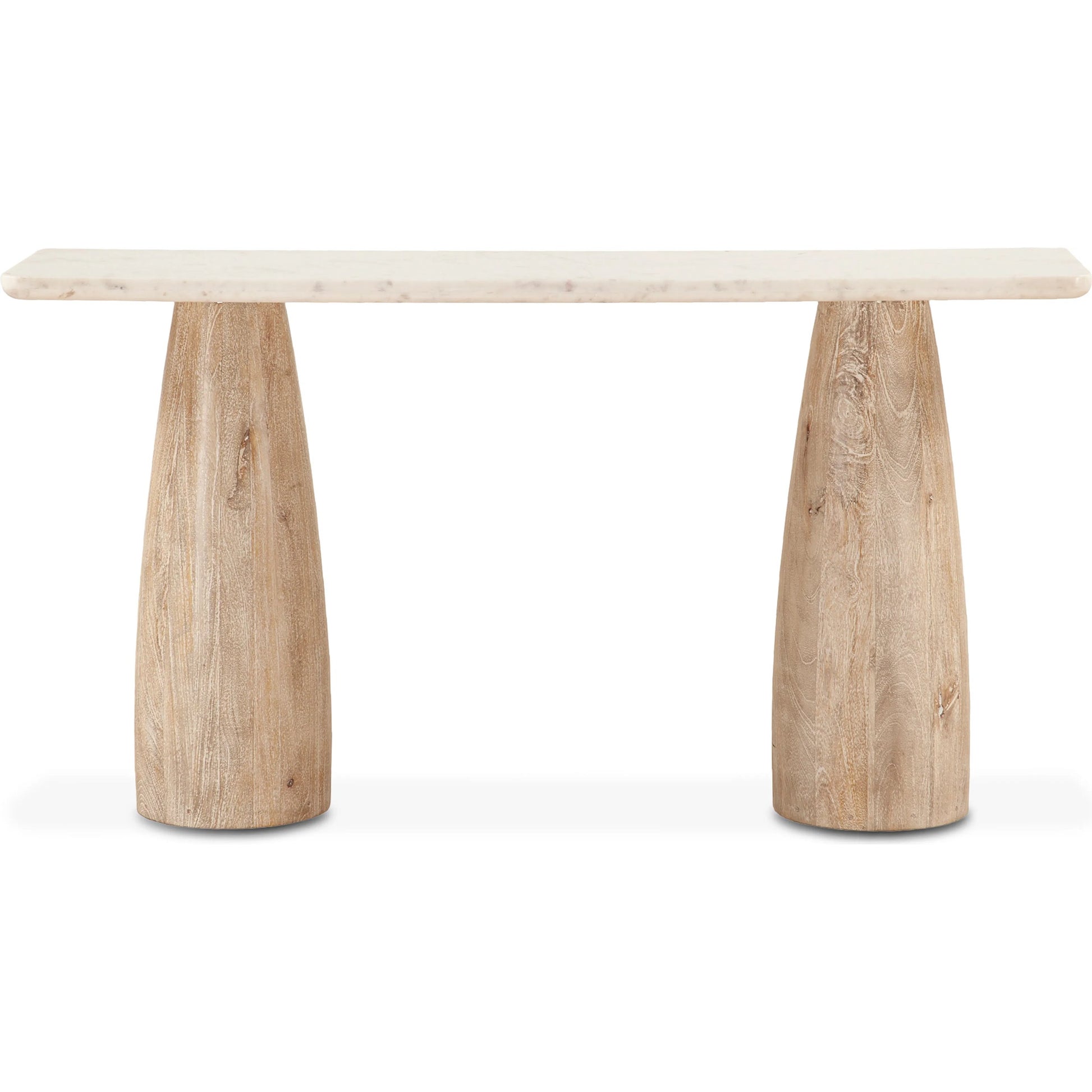 Palm Desert Console Table by World Interiors in white and white wash. Made from mango wood, marble in a modern style.
