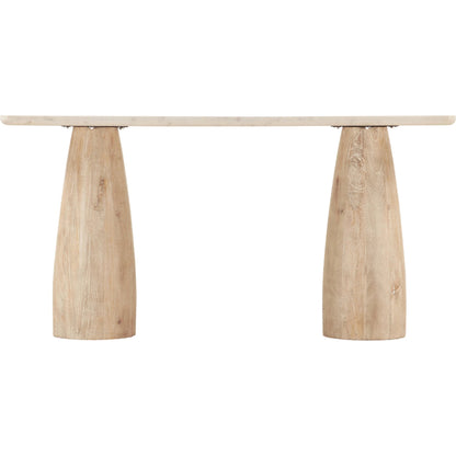 Palm Desert Console Table by World Interiors in white and white wash. Made from mango wood, marble in a modern style.