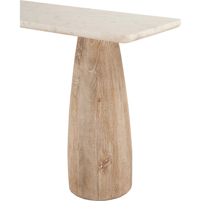 Palm Desert Console Table by World Interiors in white and white wash. Made from mango wood, marble in a modern style.