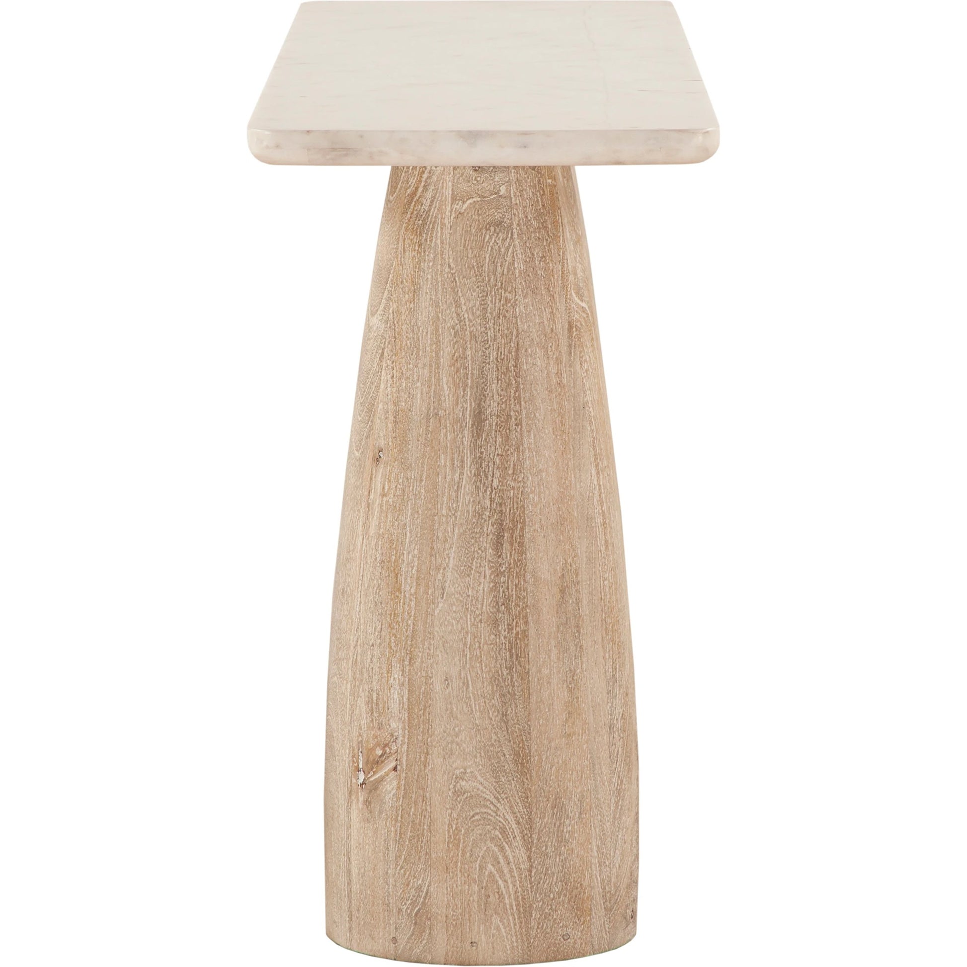 Palm Desert Console Table by World Interiors in white and white wash. Made from mango wood, marble in a modern style.
