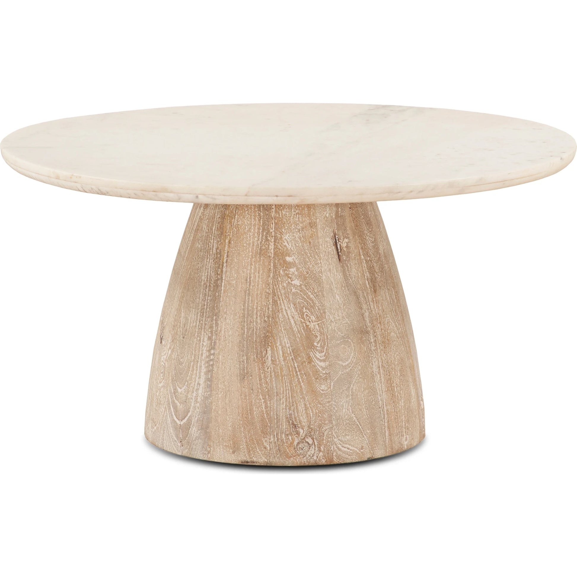 Palm Desert Coffee Table by World Interiors in white wash. Made from mango wood, marble in a modern style.