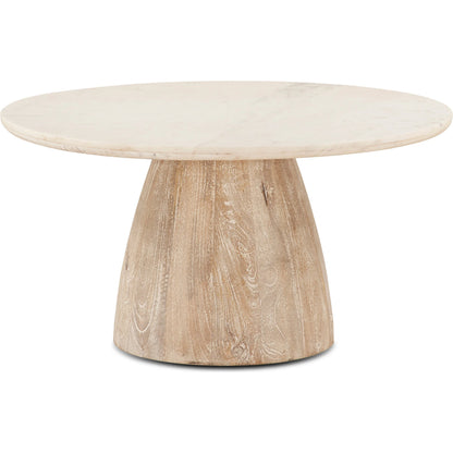 Palm Desert Coffee Table by World Interiors in white wash. Made from mango wood, marble in a modern style.