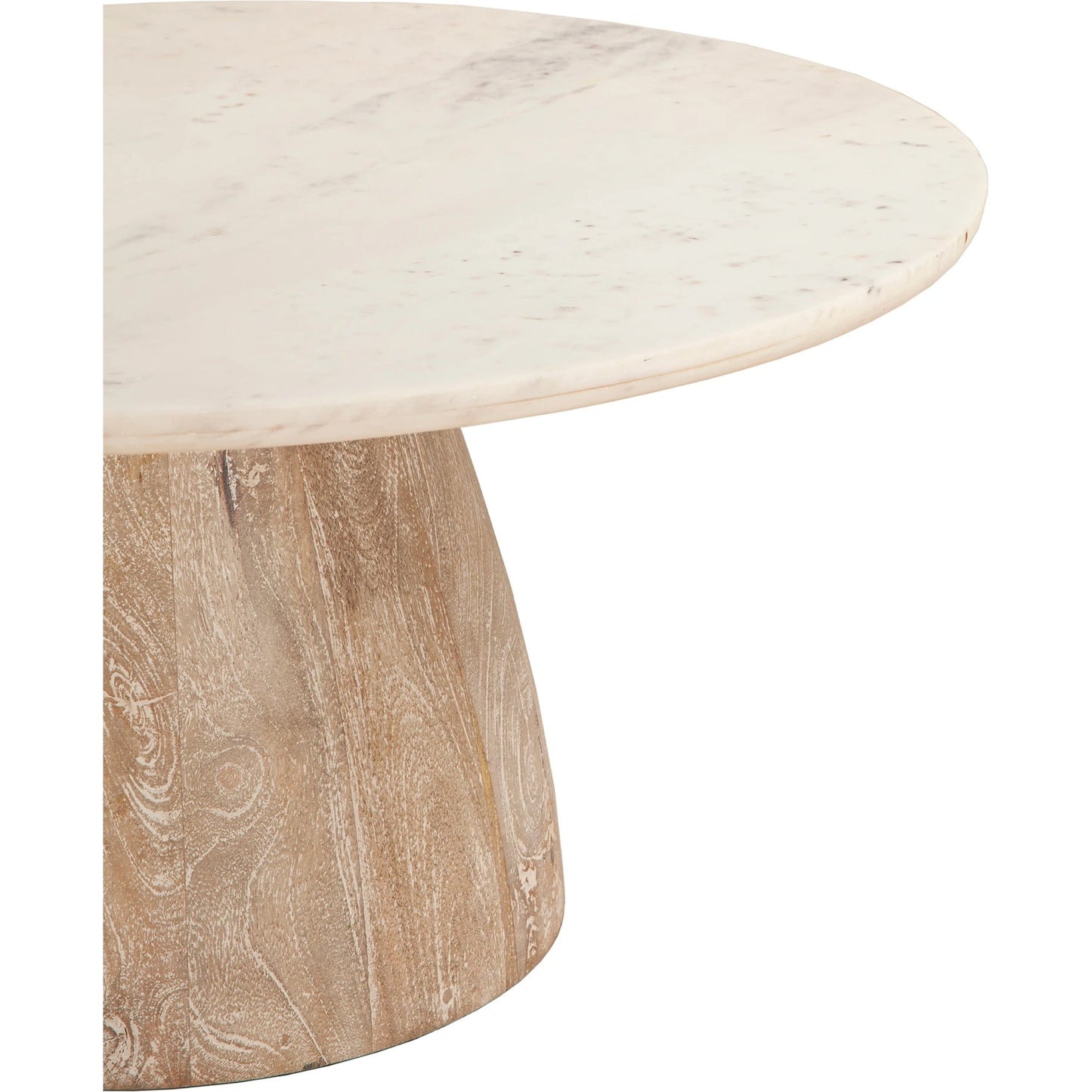 003 SI-2065571 | Closeup | Palm Desert Coffee Table by World Interiors in white wash. Made from mango wood, marble in a modern style.