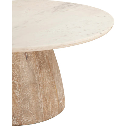 Palm Desert Coffee Table by World Interiors in white wash. Made from mango wood, marble in a modern style.