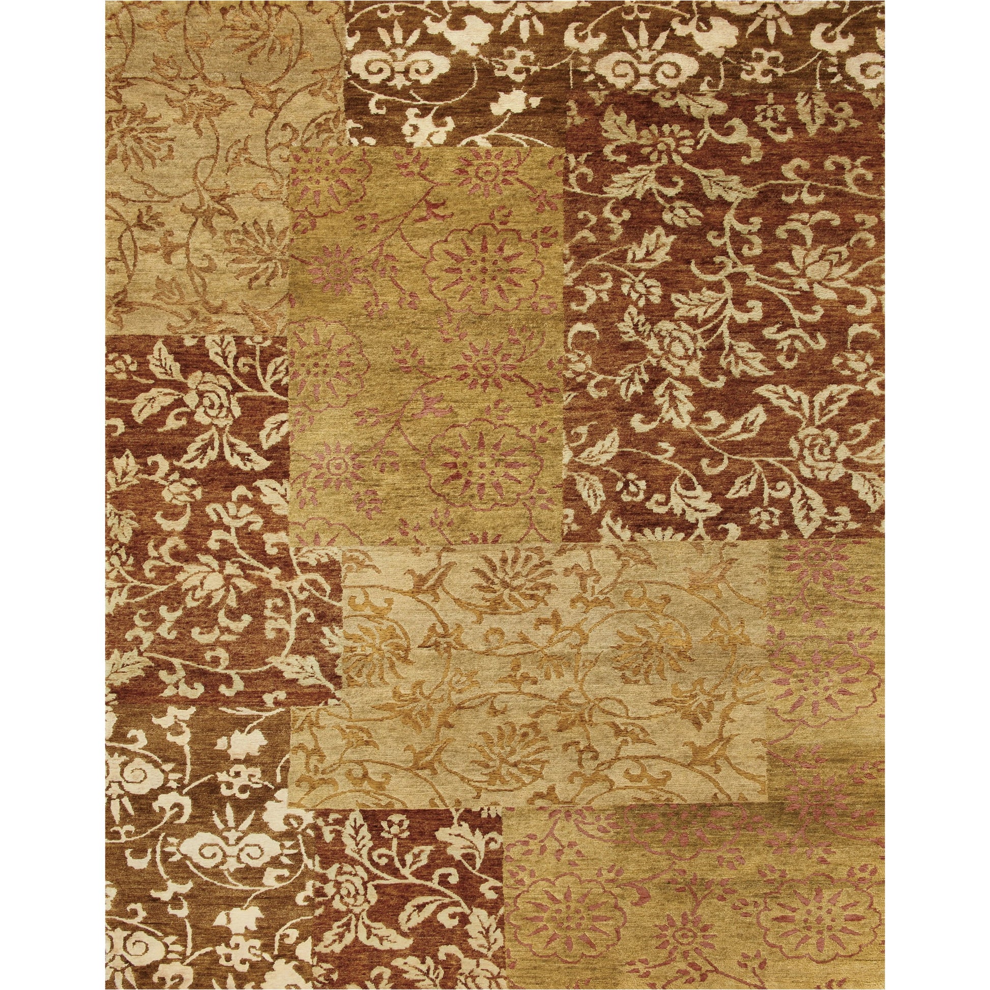 Qing Eclectic Patchwork Rug - 5036063F by Feizy in gold, brown. Made from wool, viscose in a unique style.